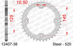 Corona AFAM 12407-38 in acciaio passo 520 YAMAHA YFZ 450 2003  -2013  