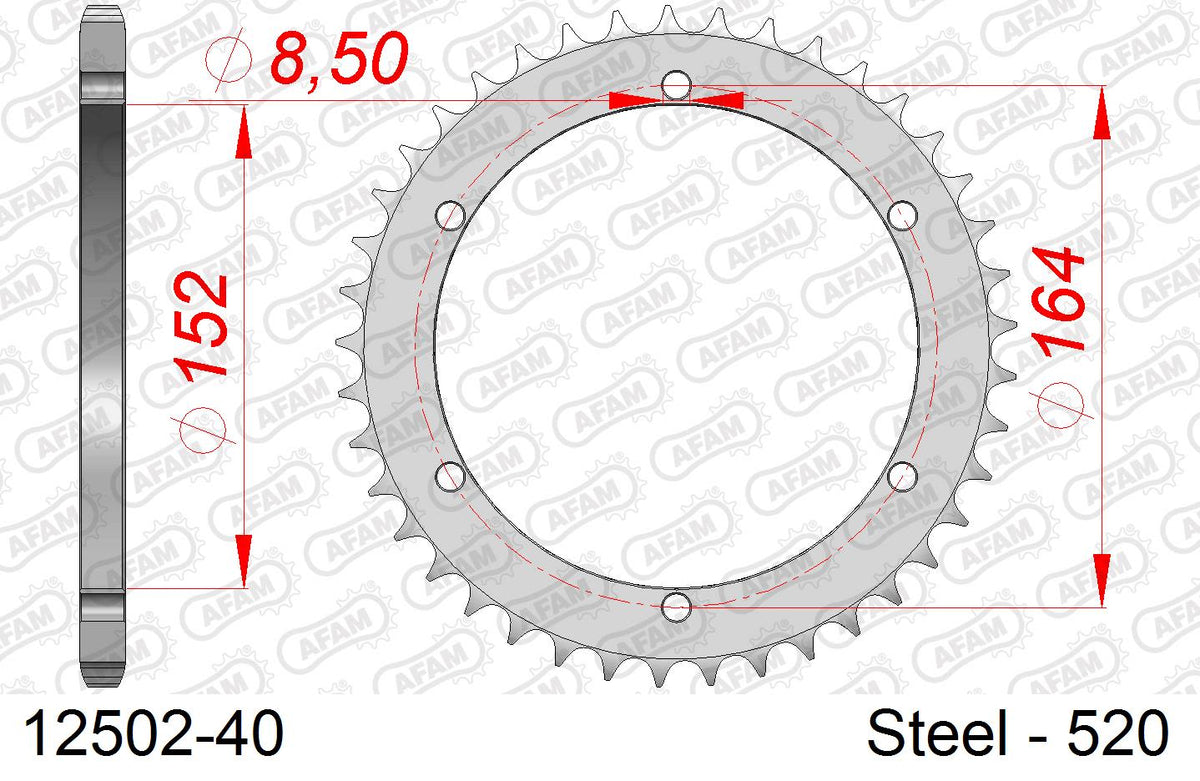 Corona AFAM 12502-40 in acciaio passo 520 SMC 300 JUMBO 0