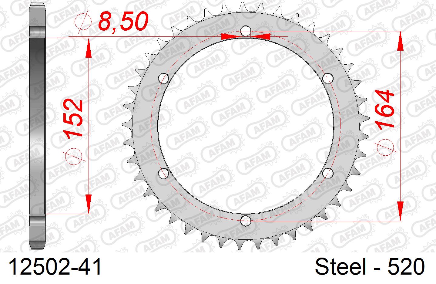 Corona AFAM 12502-41 in acciaio passo 520 YAMAHA YFZ 350 BANSHEE 1990  -2009  