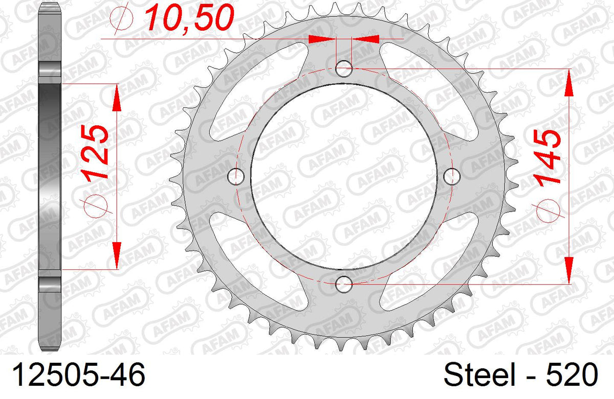 Corona AFAM 12505-46 in acciaio passo 520 YAMAHA XTZ 660 TENERE 1996  -2000  