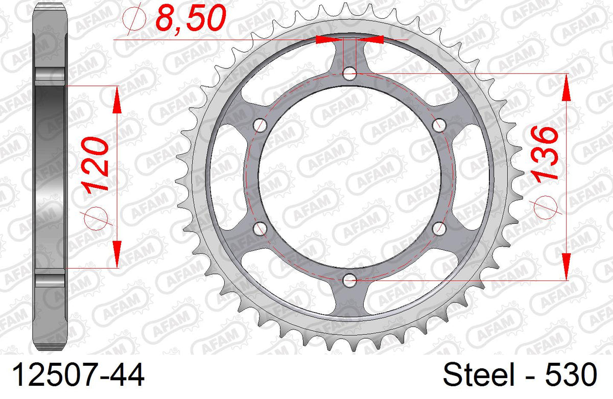 Corona AFAM 12507-44 in acciaio passo 530 YAMAHA XJ 600 RADIAN 1984  -1991  