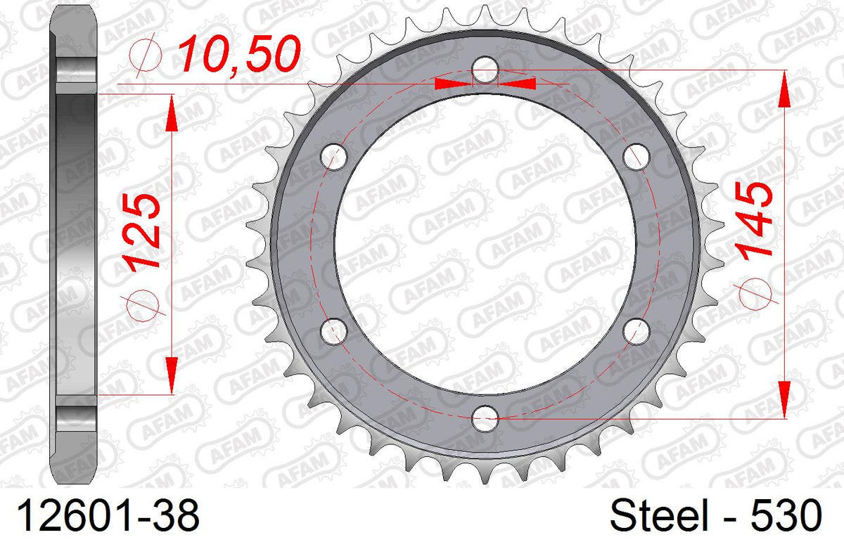 Corona AFAM 12601-38 in acciaio passo 530 YAMAHA FZX 750 FAZER 1992  -1997  