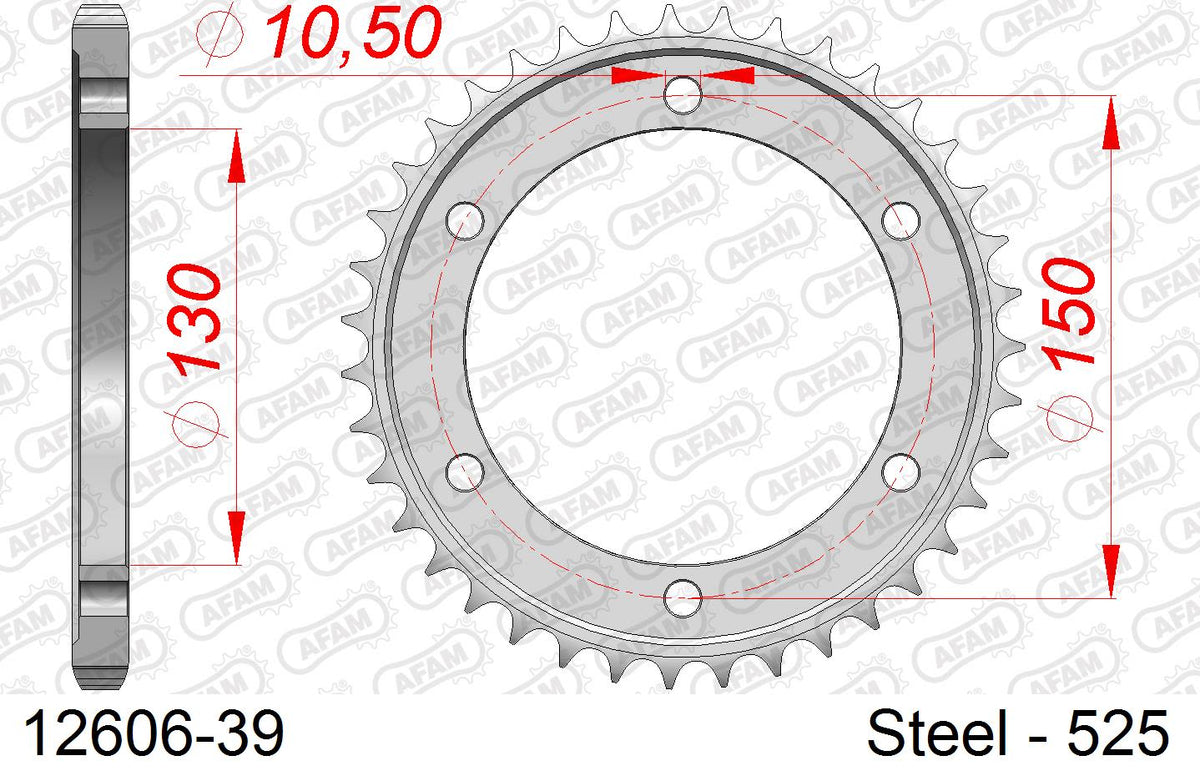 Corona AFAM 12606-39 in acciaio passo 525 YAMAHA TRX 850 1996  -1999  