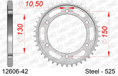 Corona AFAM 12606-42 in acciaio passo 525 YAMAHA TDM 900 2002  -2014  