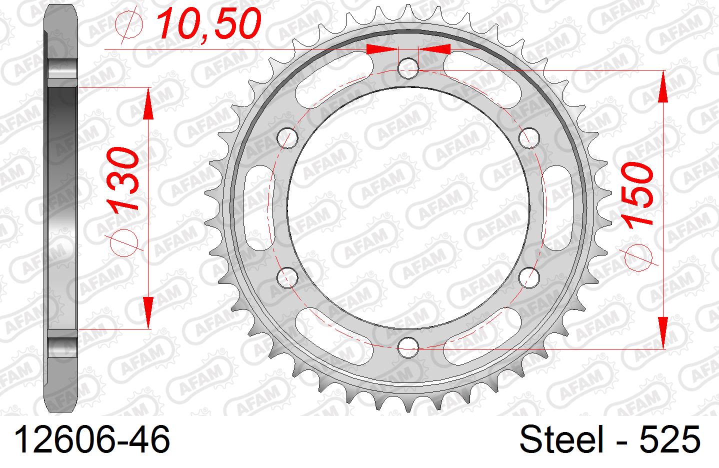 Corona AFAM 12606-46 in acciaio passo 525 YAMAHA FZ 8 N 2010  -2016  