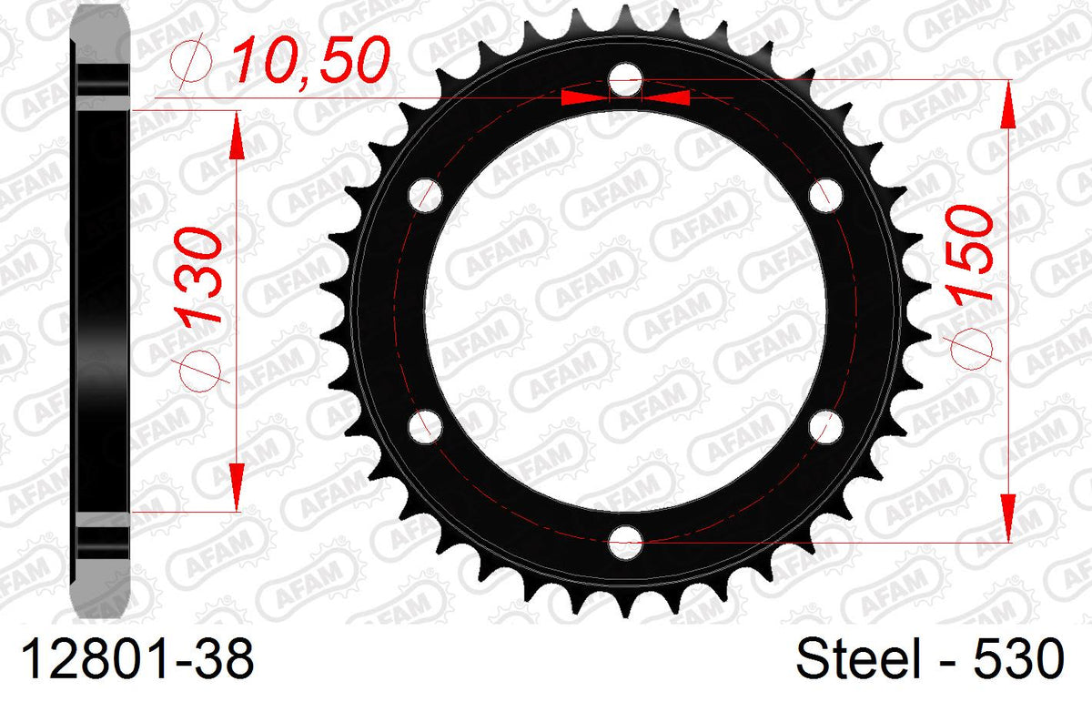 Corona AFAM 12801-38 in acciaio passo 530 YAMAHA XJR 1200 1995  -1998  