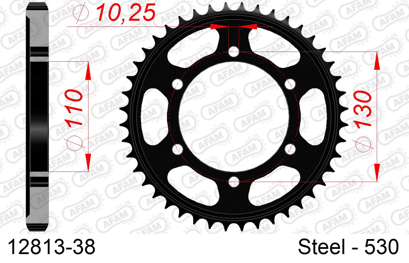 Corona AFAM 12813-38 in acciaio passo 530 YAMAHA XJR 1300 2008  -2014  