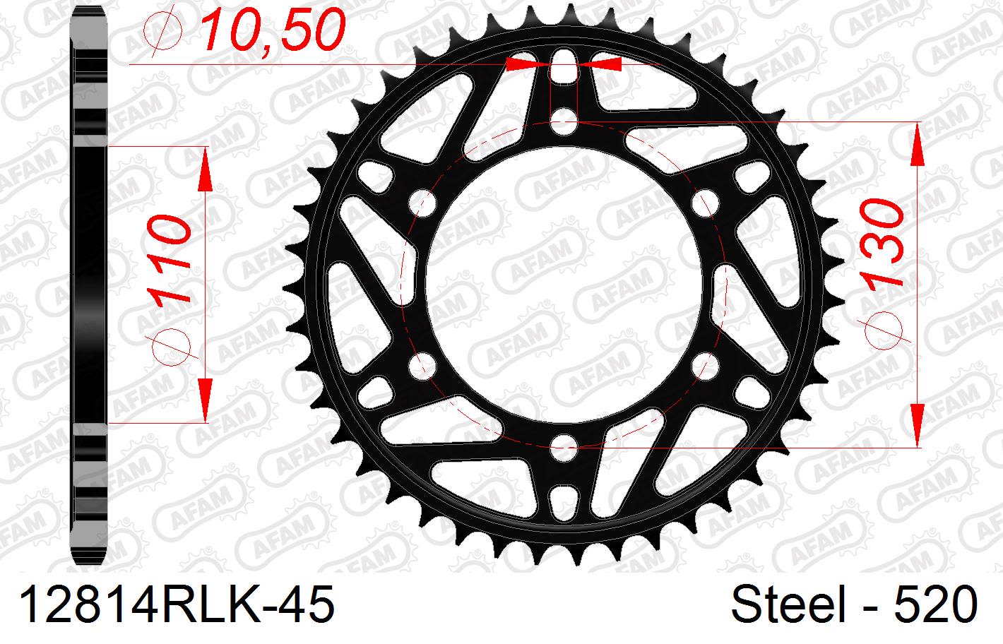 Corona AFAM 12814RLK-45 in acciaio passo 520 SUZUKI GSX-R 1000 2017  -2022  