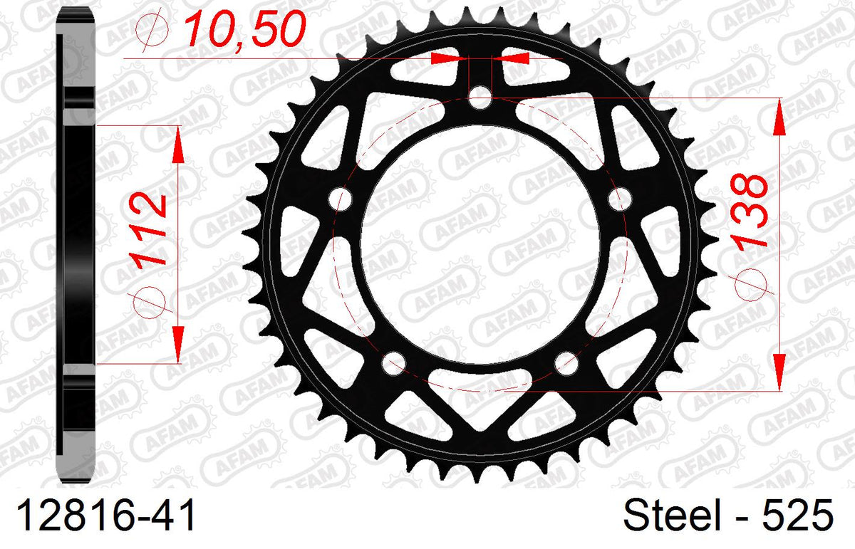 Corona AFAM 12816-41 in acciaio passo 525 YAMAHA YZF-R1 1000 2015  -2022  