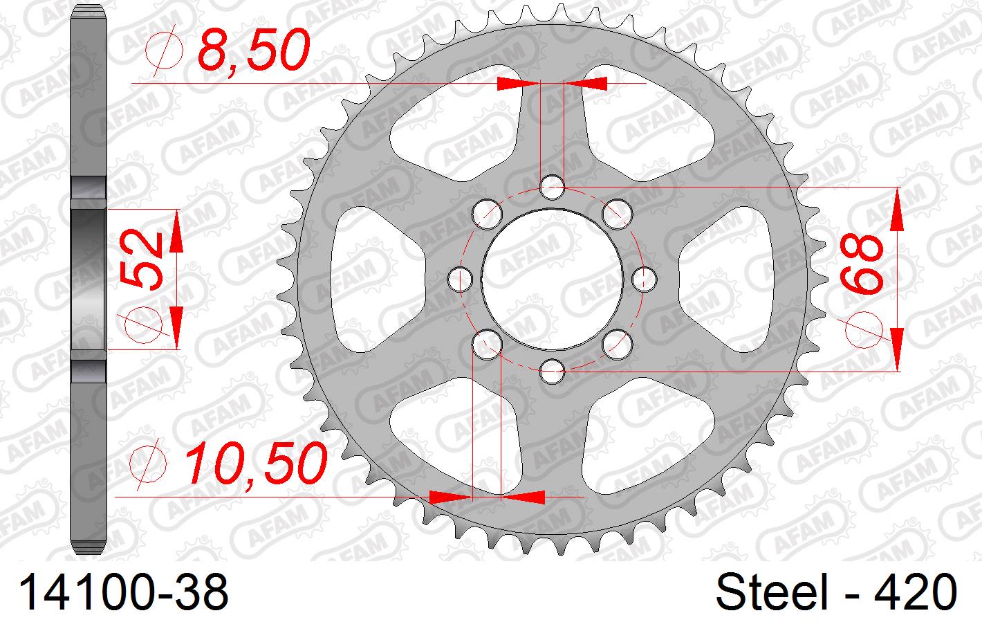 Corona AFAM 14100-38 in acciaio passo 420 SUZUKI AP 50 1975  -1978  