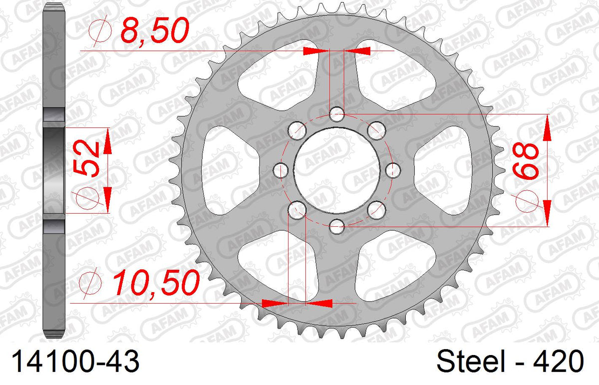 Corona AFAM 14100-43 in acciaio passo 420 KAWASAKI AR 80 1981  -1989  