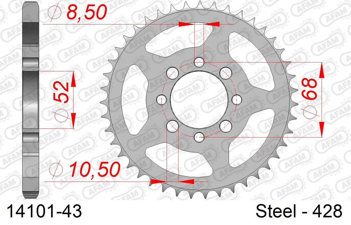 Corona AFAM 14101-43 in acciaio passo 428 SUZUKI RG 80 1980  -1981  