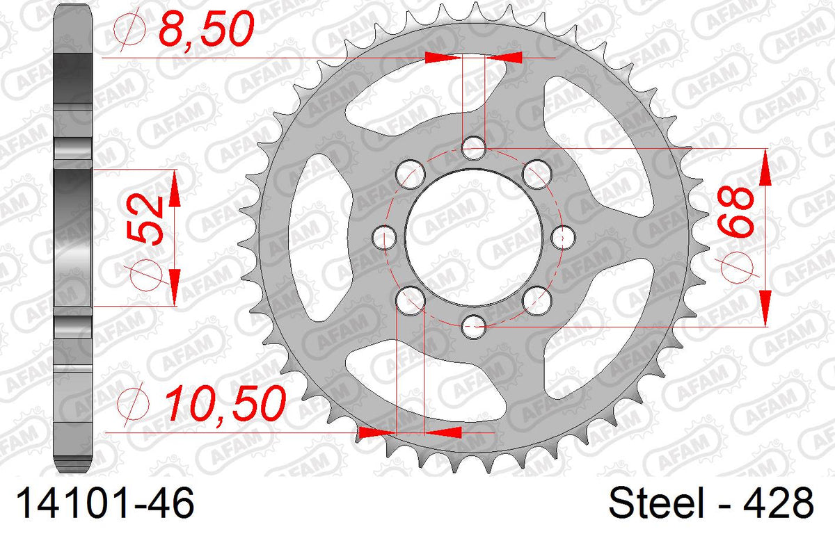 Corona AFAM 14101-46 in acciaio passo 428 SUZUKI RV 90 1973  -1978  