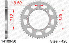 Corona AFAM 14109-50 in acciaio passo 420 SUZUKI RMX 50 1996  -2003  