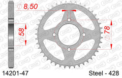 Corona AFAM 14201-47 in acciaio passo 428 HYOSUNG GA 125 CRUISE 1997  -1998  