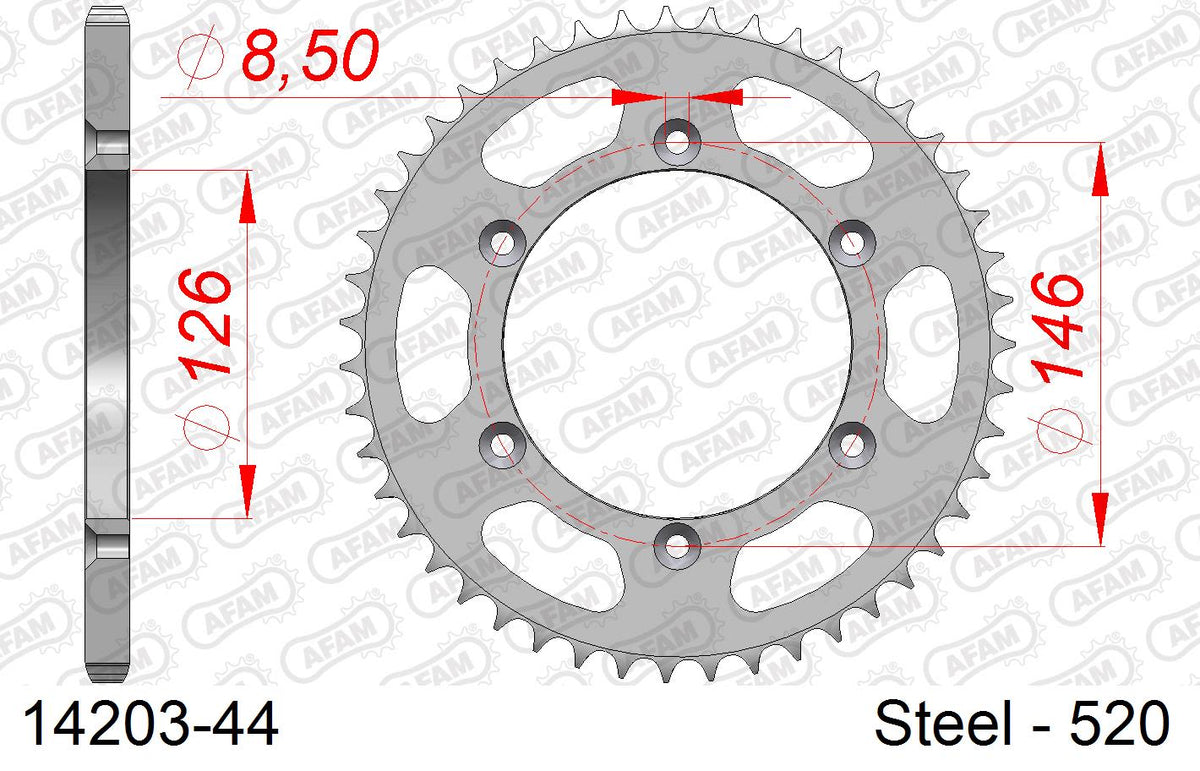 Corona AFAM 14203-44 in acciaio passo 520 KAWASAKI KLX 400 SR 2003  -2004  