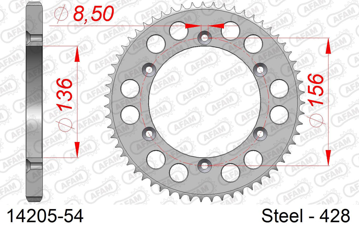 Corona AFAM 14205-54 in acciaio passo 428 HUSQVARNA SMS 4 125 2011  -2014  