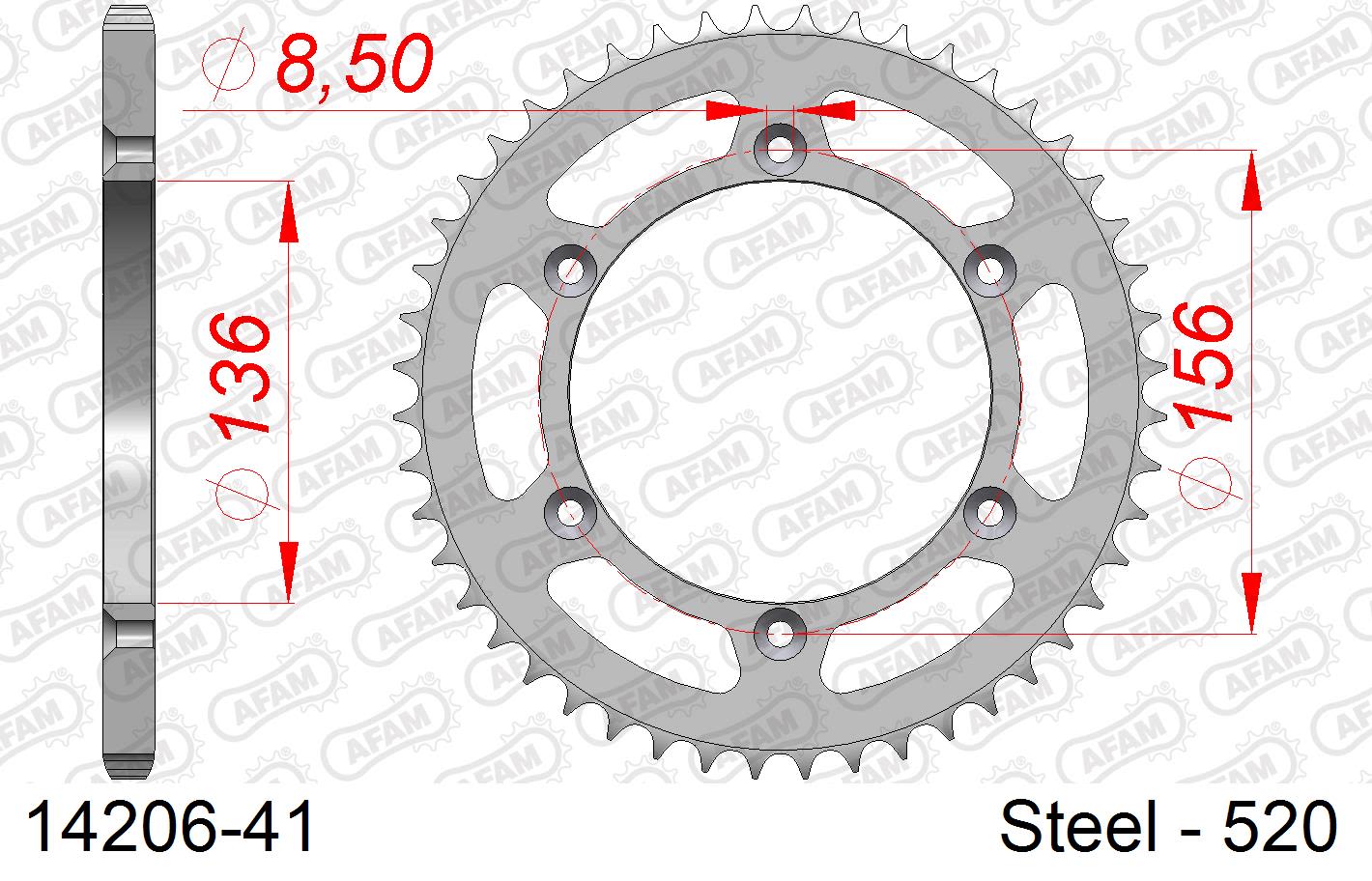 Corona AFAM 14206-41 in acciaio passo 520 SUZUKI DR 350 SE 1994  -1995  