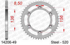 Corona AFAM 14206-49 in acciaio passo 520 GAS-GAS EC 200 E4 2018