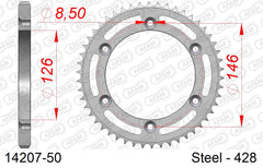 Corona AFAM 14207-50 in acciaio passo 428 SUZUKI DR 125 SM 2008  -2013  