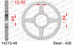 Corona AFAM 14215-49 in acciaio passo 428 SUZUKI RV 125 VAN-VAN 2007  -2017  