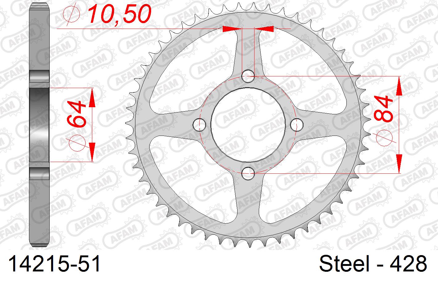 Corona AFAM 14215-51 in acciaio passo 428 SUZUKI RV 125 VAN-VAN 2002  -2006  