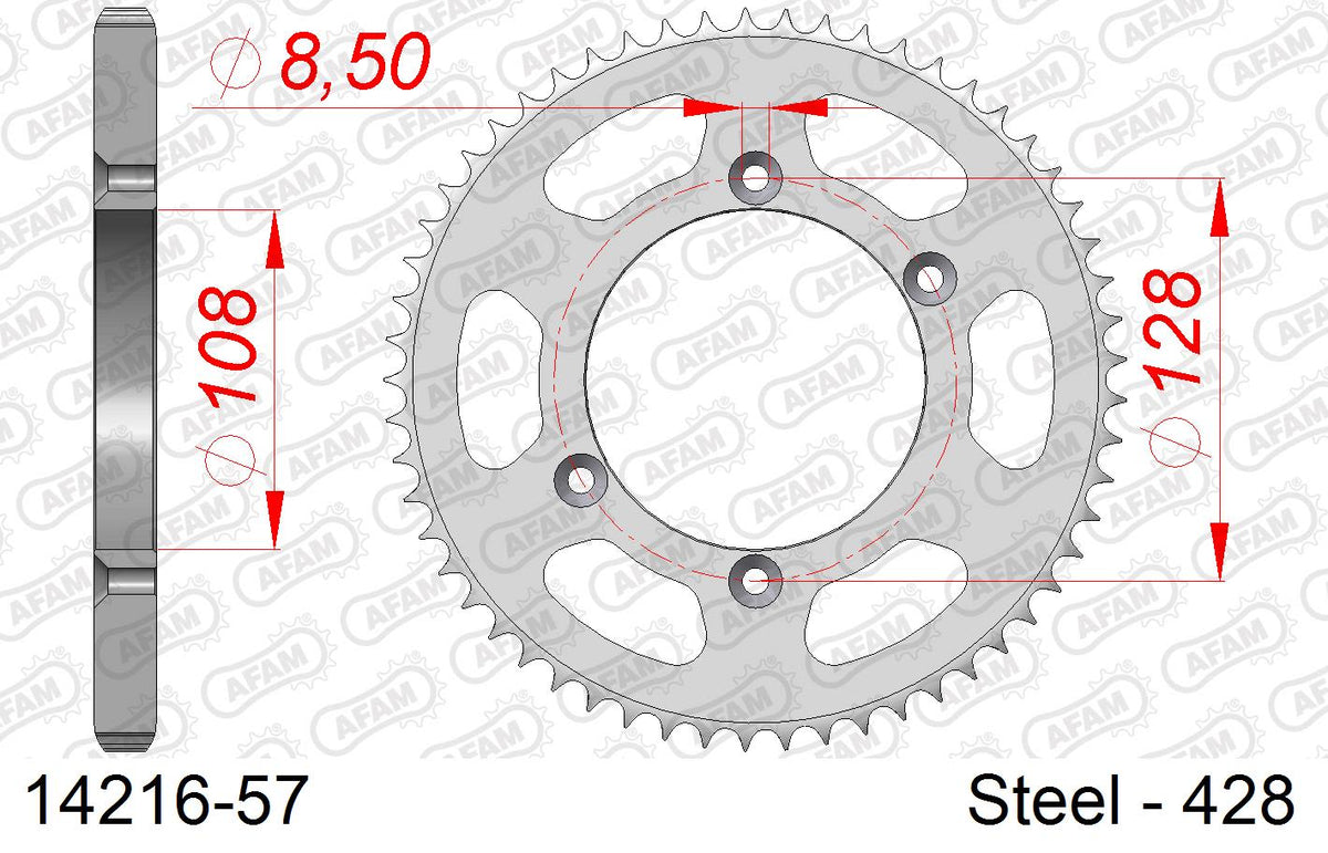 Corona AFAM 14216-57 in acciaio passo 428 KAWASAKI KLX 125 L 2003  -2006  