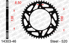 Corona AFAM 14303-46 in acciaio passo 520 DERBI 659 MULHACEN 2006  -2008  