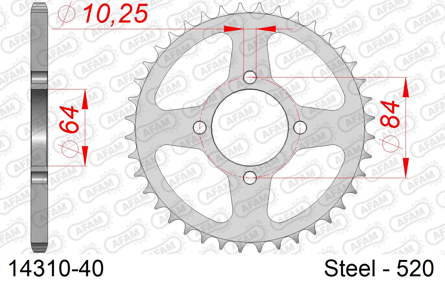 Corona AFAM 14310-40 in acciaio passo 520 KAWASAKI KSF 400 KFX400 2003  -2006  