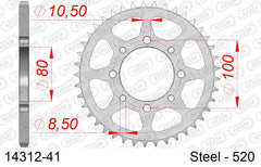 Corona AFAM 14312-41 in acciaio passo 520 SUZUKI GN 250 1985  -1998  