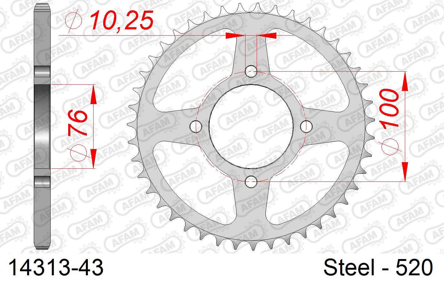 Corona AFAM 14313-43 in acciaio passo 520 SUZUKI VL 250 INTRUDER 2000  -2007  