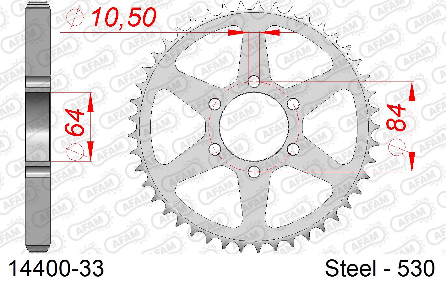 Corona AFAM 14400-33 in acciaio passo 530 SUZUKI GT 500 1976  -1977  