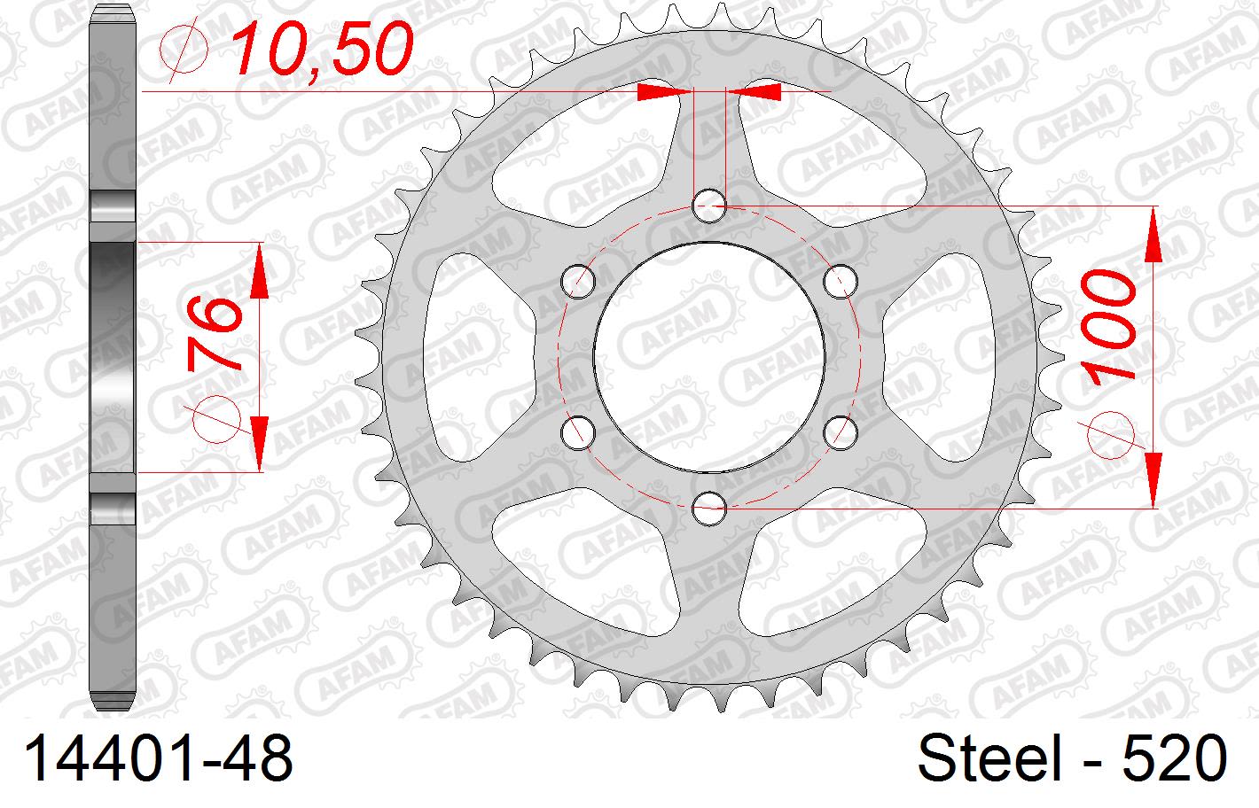 Corona AFAM 14401-48 in acciaio passo 520 SUZUKI DR 750 S 1988