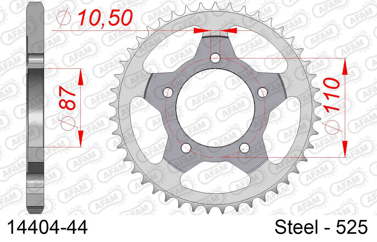 Corona AFAM 14404-44 in acciaio passo 525 SUZUKI GSX-R 400 R 1990  -1995  