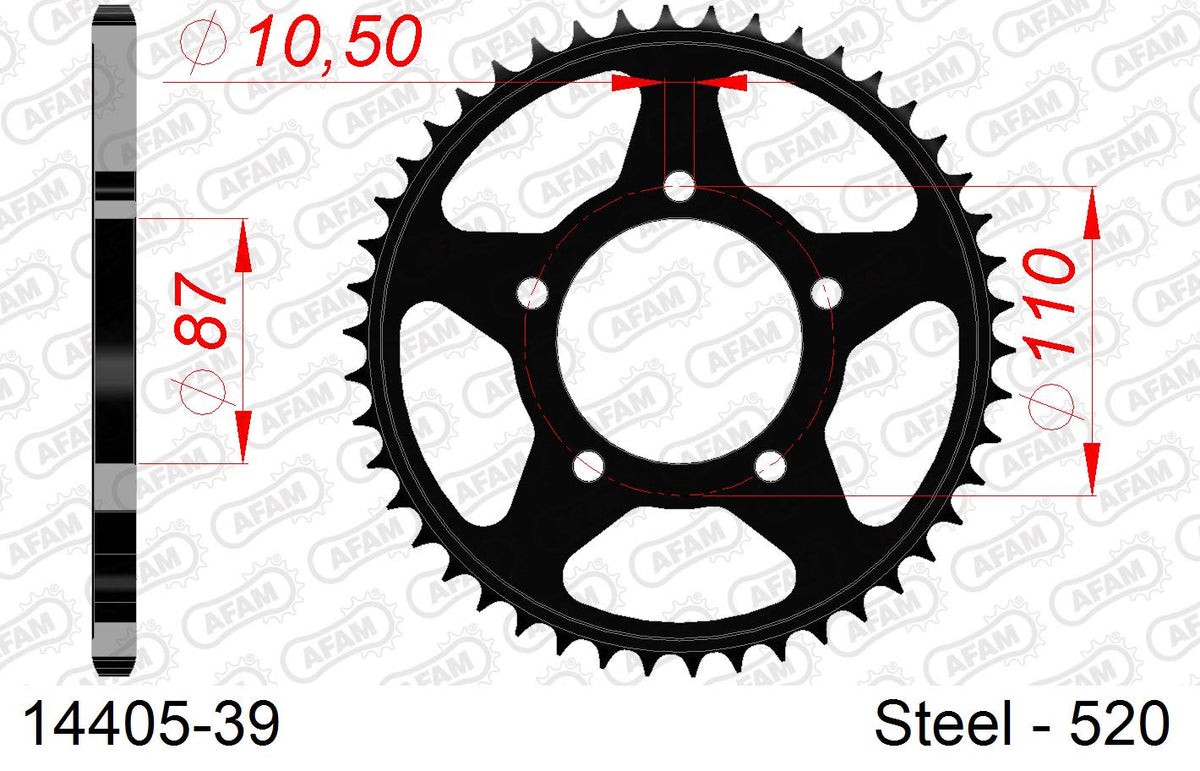 Corona AFAM 14405-39 in acciaio passo 520 SUZUKI GS 500 2001  -2007  