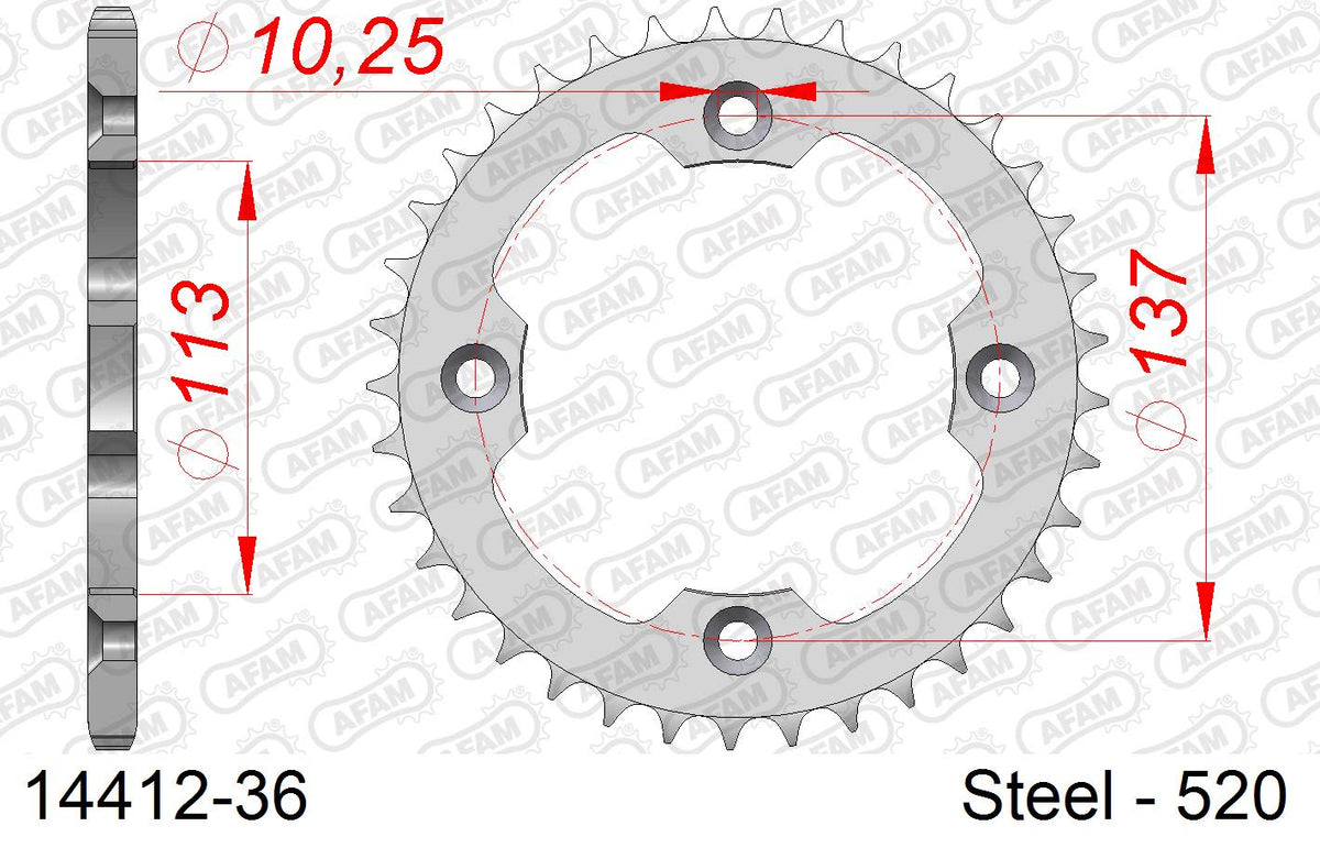 Corona AFAM 14412-36 in acciaio passo 520 SUZUKI LT-R 450 QUADRACER 2006  -2007  