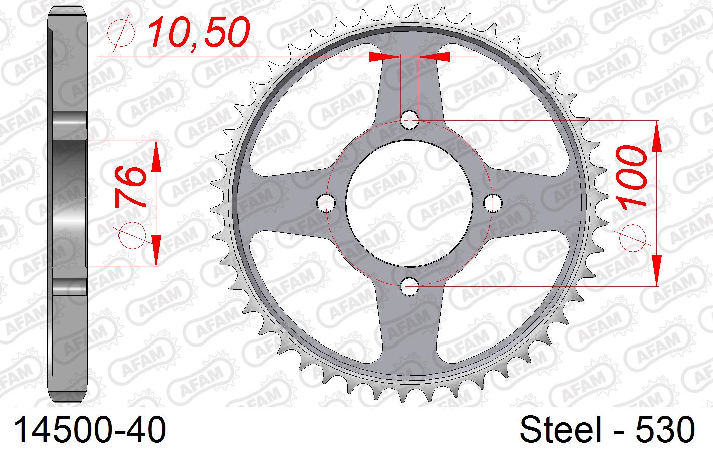 Corona AFAM 14500-40 in acciaio passo 530 SUZUKI RG 500 GAMMA 1986  -1989  