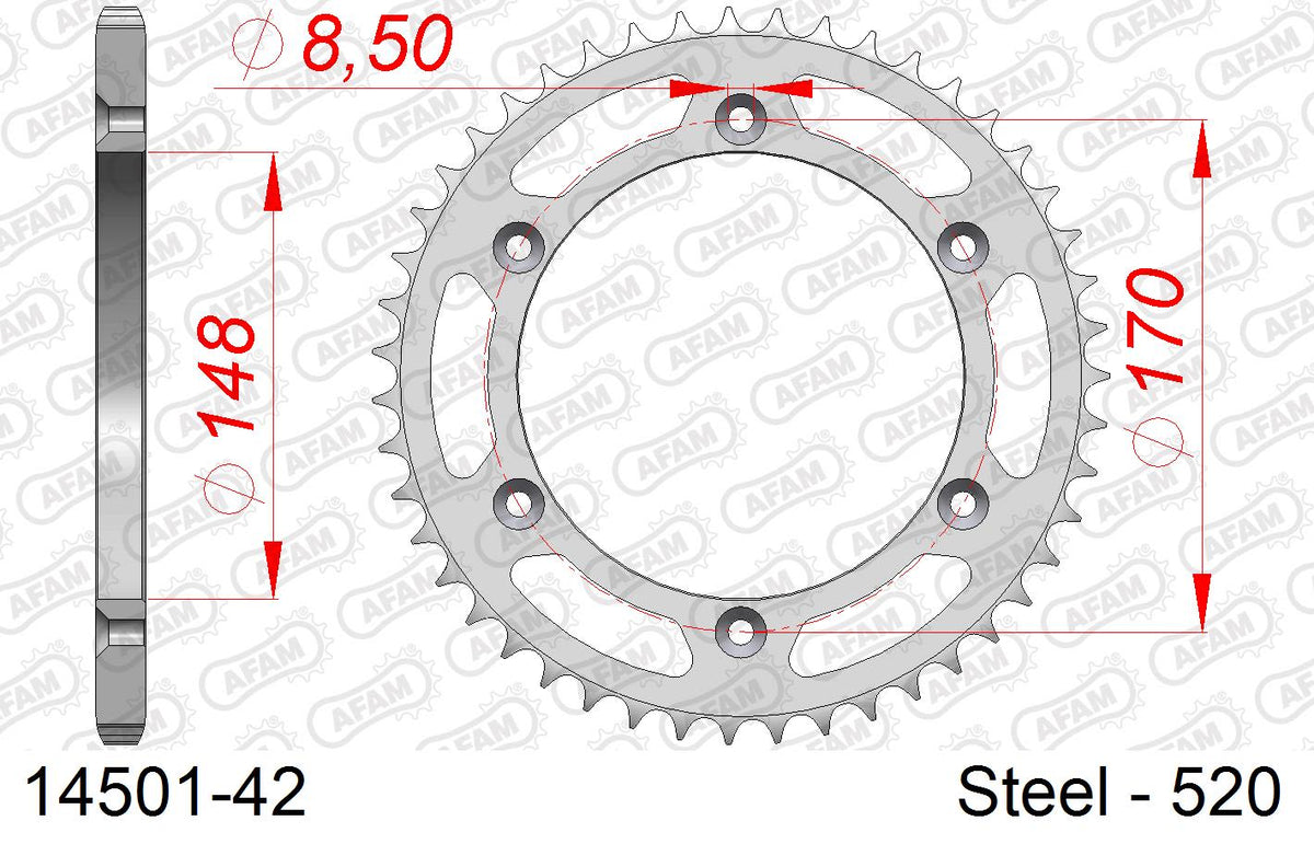 Corona AFAM 14501-42 in acciaio passo 520 CAGIVA 500 T4 E-R 1987  -1990  