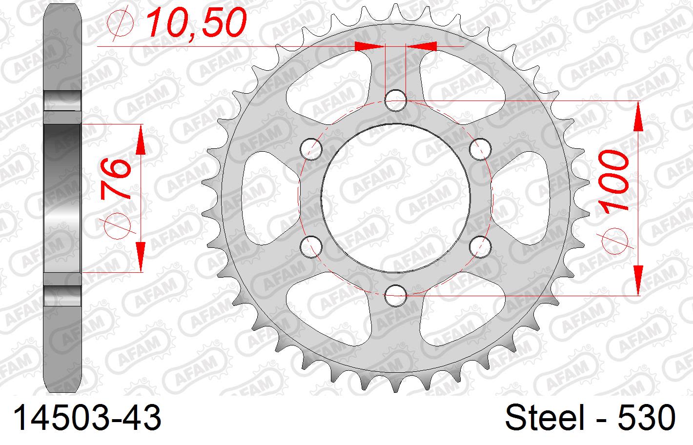 Corona AFAM 14503-43 in acciaio passo 530 SUZUKI GSX 400 F 1981  -1985  