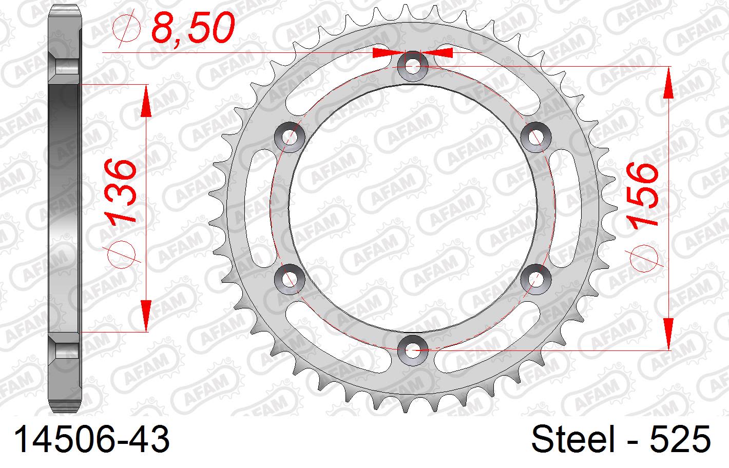 Corona AFAM 14506-43 in acciaio passo 525 SUZUKI XF 650 FREEWIND 1997  -2002  