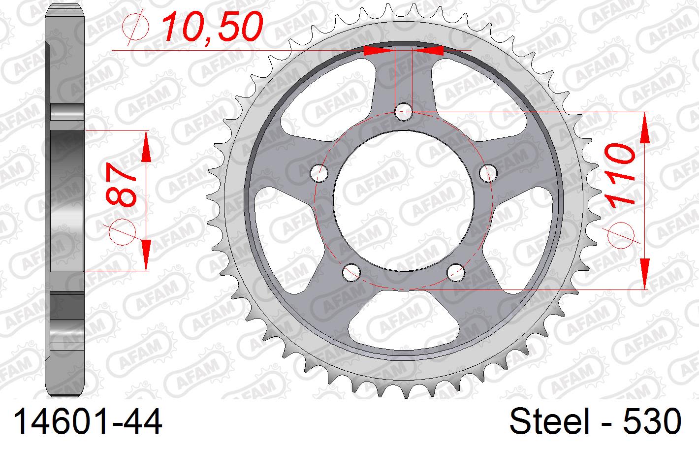 Corona AFAM 14601-44 in acciaio passo 530 SUZUKI GSX-R 750 1988  -1989  