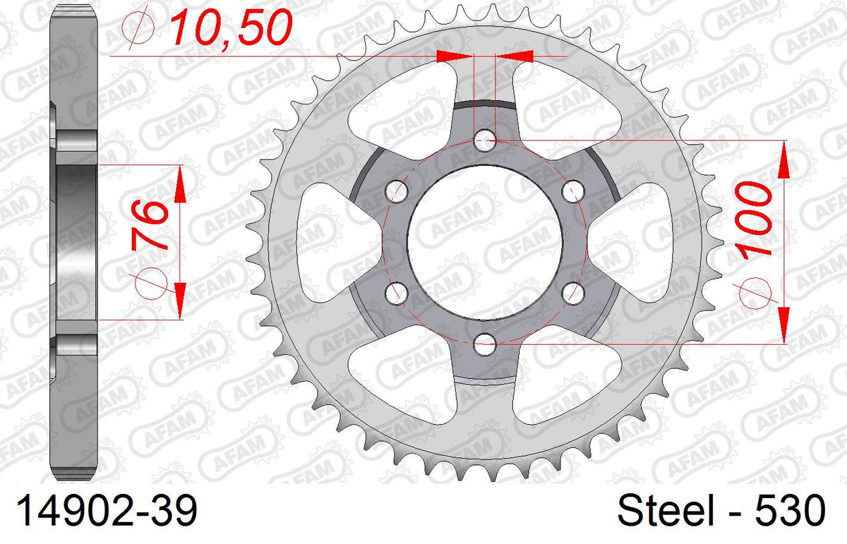 Corona AFAM 14902-39 in acciaio passo 530 SUZUKI GSX-R 750 R 1988  -1989  