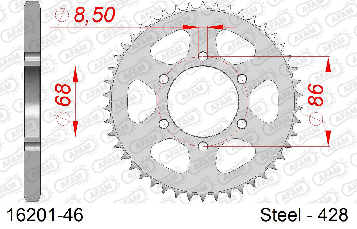 Corona AFAM 16201-46 in acciaio passo 428 KAWASAKI BN 125 ELIMINATOR 1998  -2003  