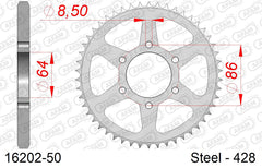 Corona AFAM 16202-50 in acciaio passo 428 KAWASAKI KE 125 1976  -1984  