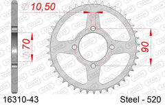 Corona AFAM 16310-43 in acciaio passo 520 KAWASAKI KFX 250 MOJAVE 2004