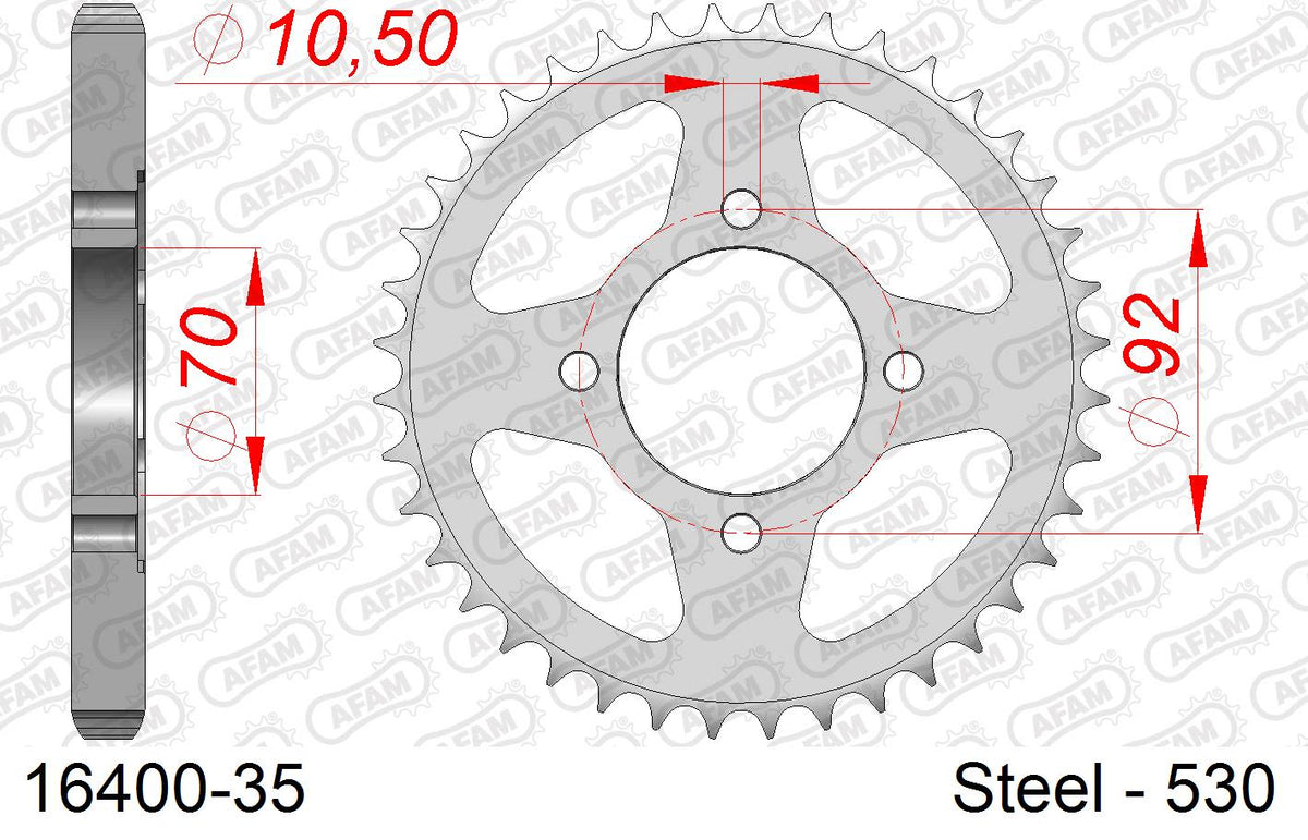 Corona AFAM 16400-35 in acciaio passo 530 KAWASAKI GPZ 305 1983  -1996  