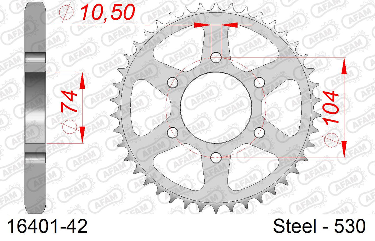 Corona AFAM 16401-42 in acciaio passo 530 KAWASAKI H1 500 1973