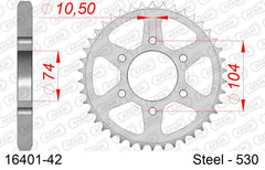 Corona AFAM 16401-42 in acciaio passo 530 KAWASAKI H1 500 1973