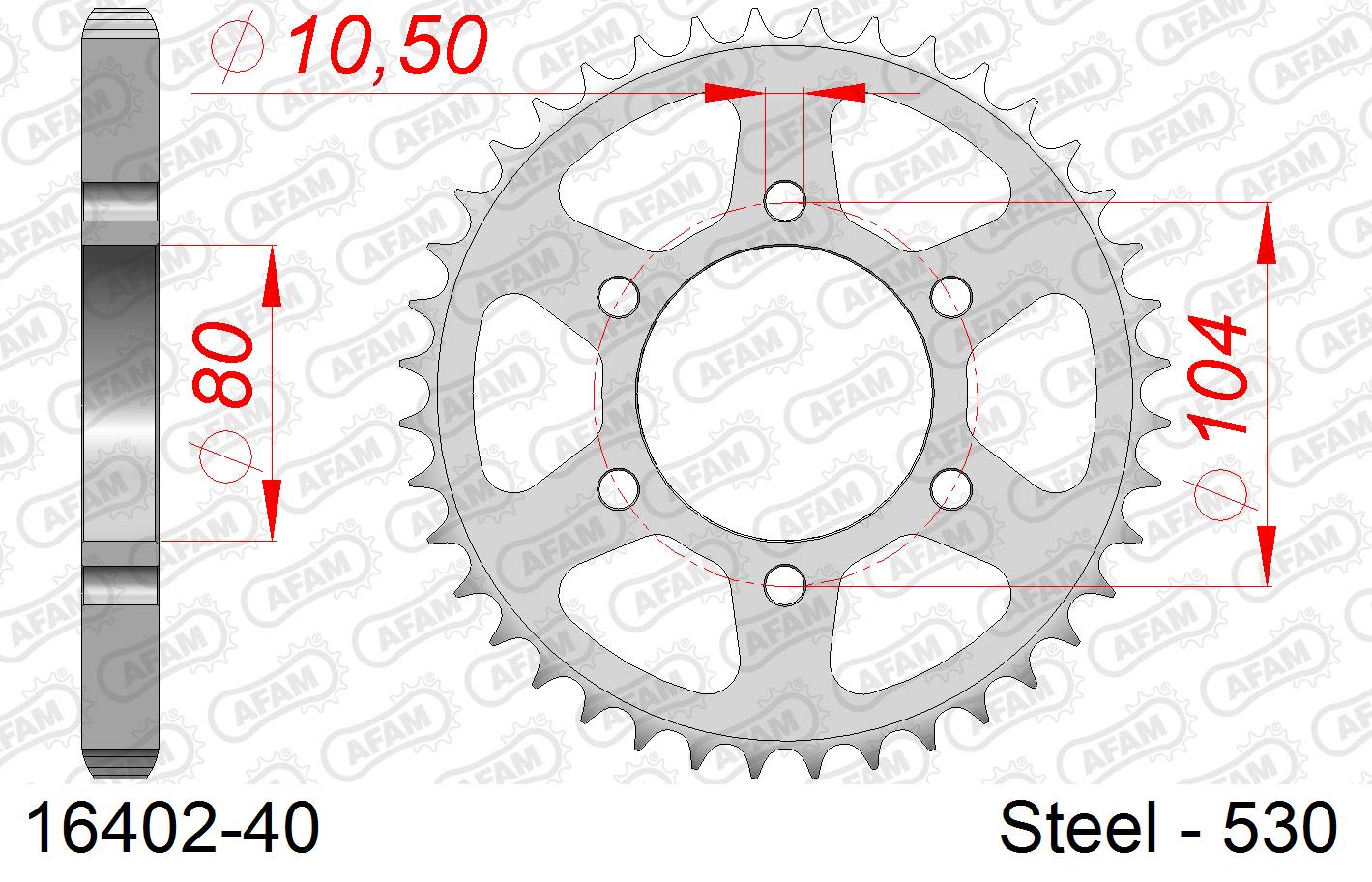 Corona AFAM 16402-40 in acciaio passo 530 KAWASAKI ZR 400 Z400F 1983  -1985  