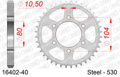 Corona AFAM 16402-40 in acciaio passo 530 KAWASAKI ZR 400 Z400F 1983  -1985  